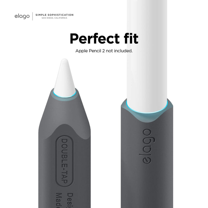 elago Pencil Grip 2 Pack Silicone Holder Compatible with Apple Pencil 2nd Generation, Compatible with iPad Pencil 2 Cover, Stylus Sleeve, Ergonomic Design, Compatible with Double Tap(Dark Grey, Mint) Dark Grey, Mint