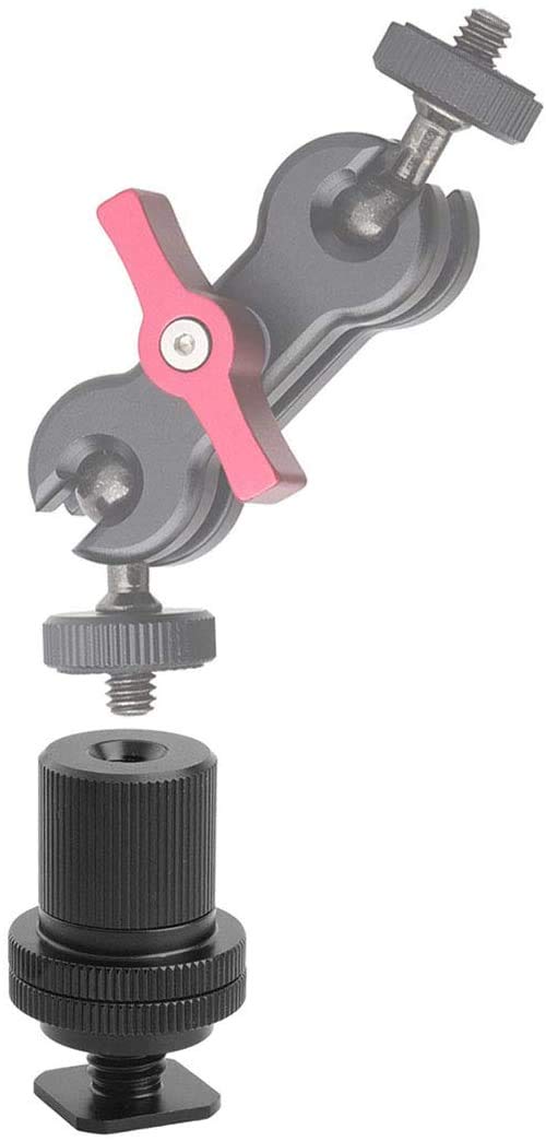 AFVO Hot Shoe Mount Adapter, Shoe Mount to 1/4"-20 Male/Female Screw Adaptor