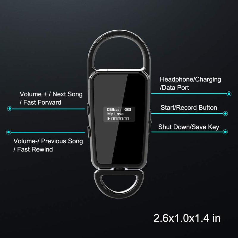 32GB Keychain Voice Recorder Mini MP3 Voice Audio Recorder with Noise Reduction and Voice Activated Recorder with 28 Hours Recording Time HD Audio Digital Voice Recorder for Lectures/Interview/Meeting