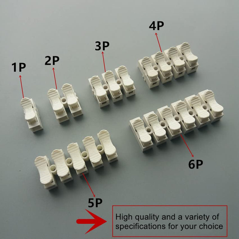 Fielect 30Pcs CH-5 Premium Spring Wire Connectors Screw Quick Terminal Barrier Block for LED Strip Light Wire Connecting CH-5 30Pcs
