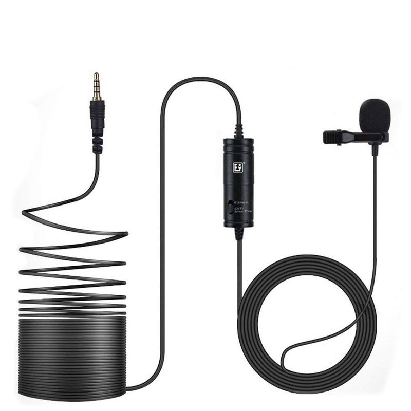 ANCLLO Lavalier Microphone Hands-Free Clip-on Lapel Mic with Omnidirectional Condenser for Smartphone Camera Live-steam Podcast Interview