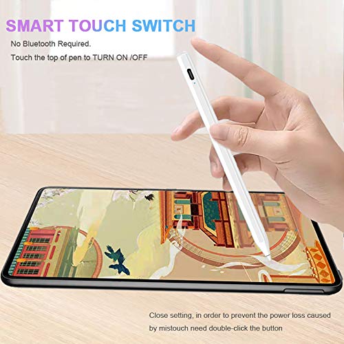 Stylus Pen for iPad with Palm Rejection,White Active Pencil Compatible with (2018-2020) iPad Pro (11/12.9 Inch),iPad 6/7 Gen,iPad Mini 5th ,iPad Air 3rd for Precise Writing/Drawing white