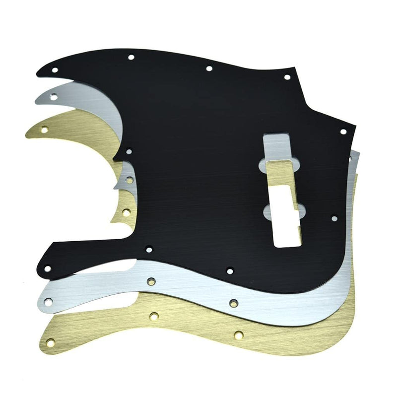 KAISH 10-Hole Metal Anodized Aluminium J Bass Style Pick Guard Modern Style Bass Pickguard for Jazz J Bass made in USA/Mexico Black