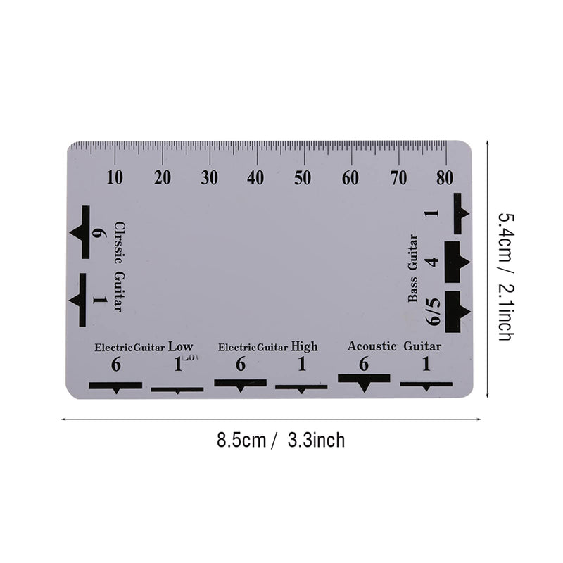 Guitar String Action Gauge Ruler, 2Pcs Double Sided Guitar Fingerboard Fretboard Measuring Tool with Clean Print for Guitar Bass