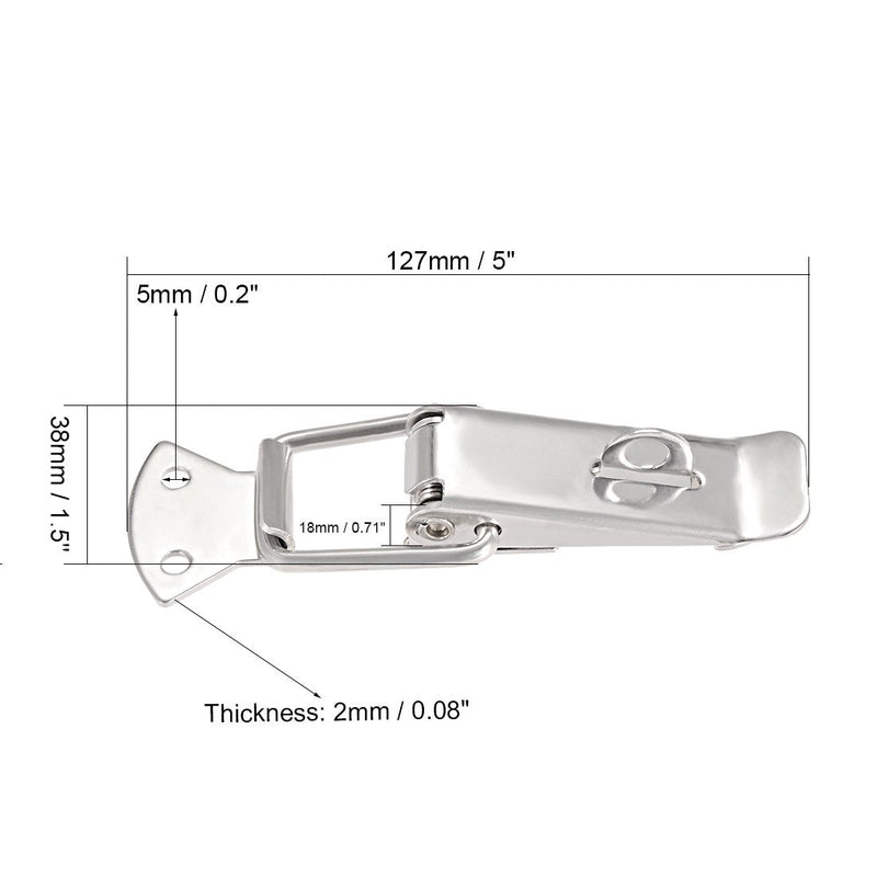 uxcell Spring Loaded Toggle Latches, 127mm Length Iron Hasps Clamps for Case Box Trunk Catches, Pack of 2 (with Lock Hole)