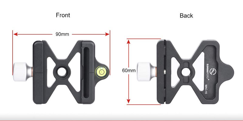 Sunwayfoto MAC-15T 60mm Clamp Conversion Kit Convert RC2 to Arca/RRS QR Compatible with Tripod Ball Head inc Boss Adapters