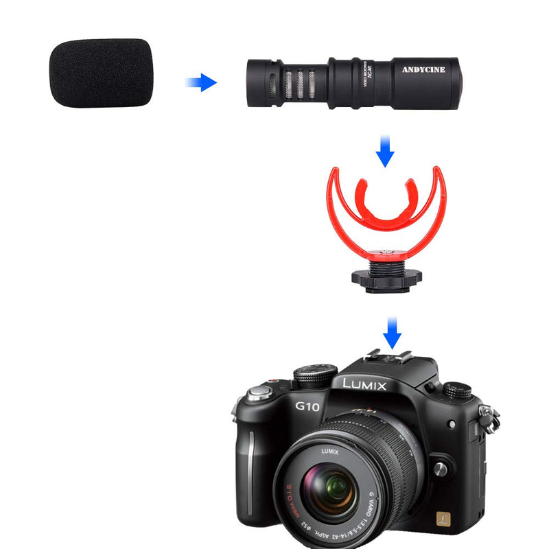 ANDYCINE AC-M1 Video Microphone,On-Camera Mic for Canon, Nikon, Sony A7III A6500 A6400 A6300, Panasonic GH5 GH4 for iPhone Android w/ 3.5mm TRRS TRS Cable