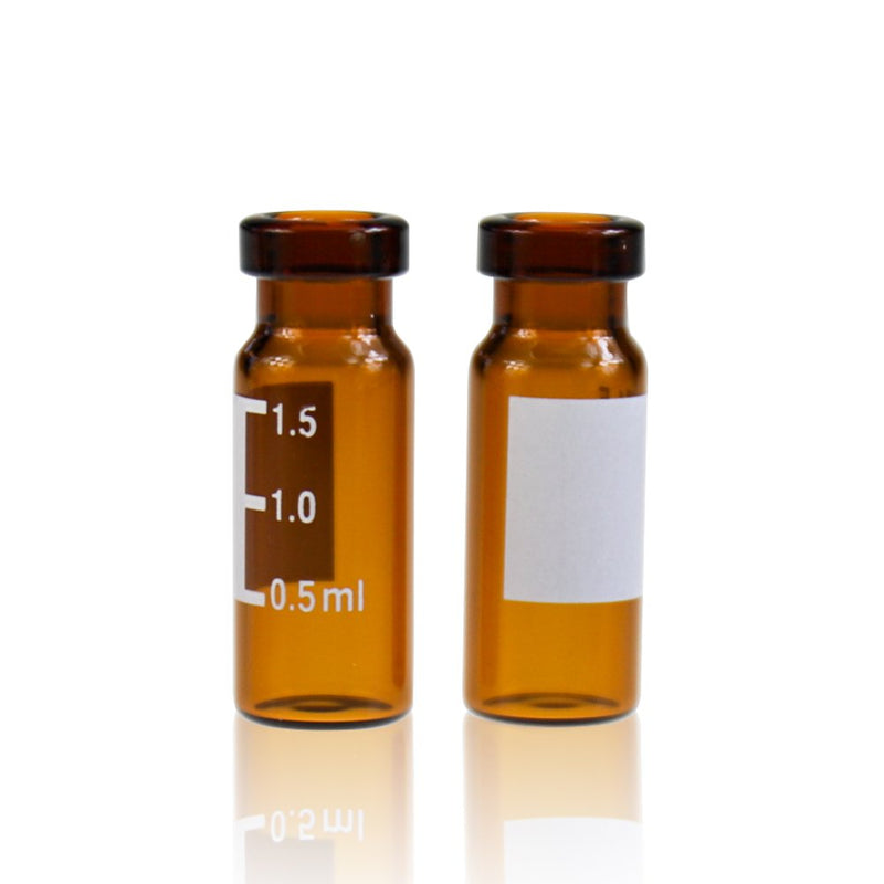 ALWSCI Amber Glass Flat Base Vial, 11mm Wide Opening Crimp Top Vial, 2mL, 12mm x32mm, Pack of 100 Amber BorosiliGlass with Graduation