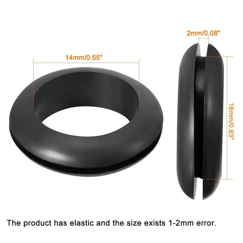 uxcell Wire Protector Oil Resistant Armature Rubber Grommet 14mm Inner Dia 200Pcs Black