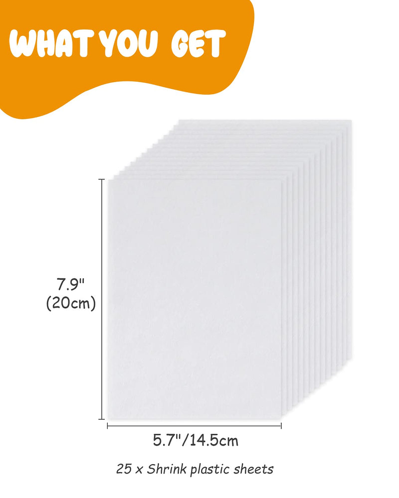 Csyidio 25 Pieces 7.9 X 5.7 inch Shrink Plastic Sheets Sanded Shrink Sheets Shrink Films Papers for Kids Creative Craft and Making Earrings, Necklace, Key Chains