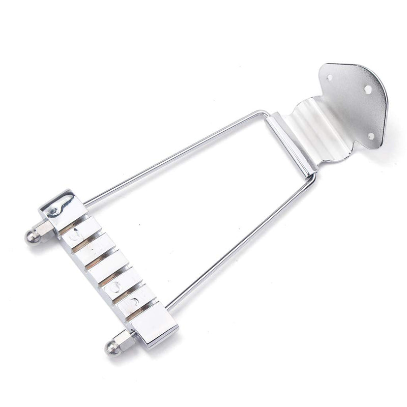 Alnicov 6 String Guitar Trapeze Tailpiece Bridge for Jazz Archtop Guitar Replacement - Chrome