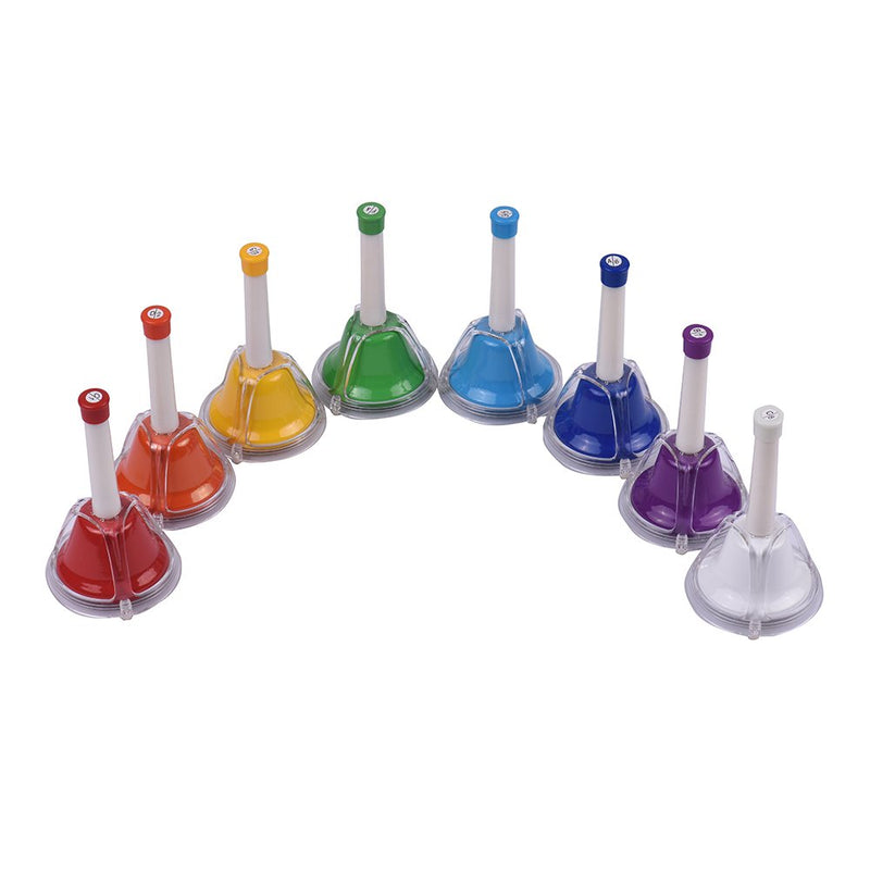 Btuty 8 Note Diatonic Metal Bell Colorful Handbell Hand Percussion Bells Kit for Musical Learning Teaching