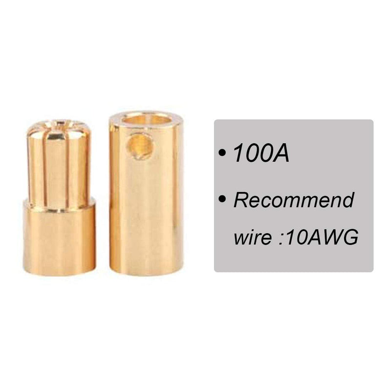 Youme 20 Pairs 6.5mm Gold Banana Bullet Connector Plug for RC Lipo Battery