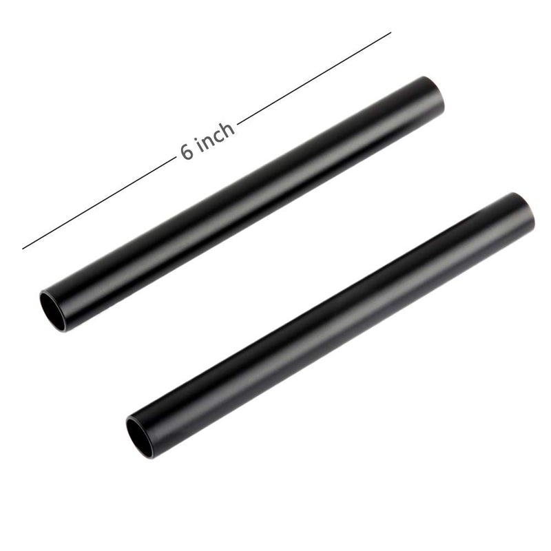 NICEYRIG 6 Inch 15mm Rods Aluminum Alloy Applicable for 15mm Rail Matt Box, DSLR Rig Rod Support, Pack of 2 - R071 6 inch rods
