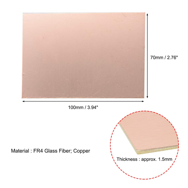 uxcell Single-Sided Copper Clad Laminate PCB Circuit Board, FR4 100x70mm 3.94x2.76 inch, 1.5mm Thickness DIY Prototyping PCB Board, Name Board, 10pcs