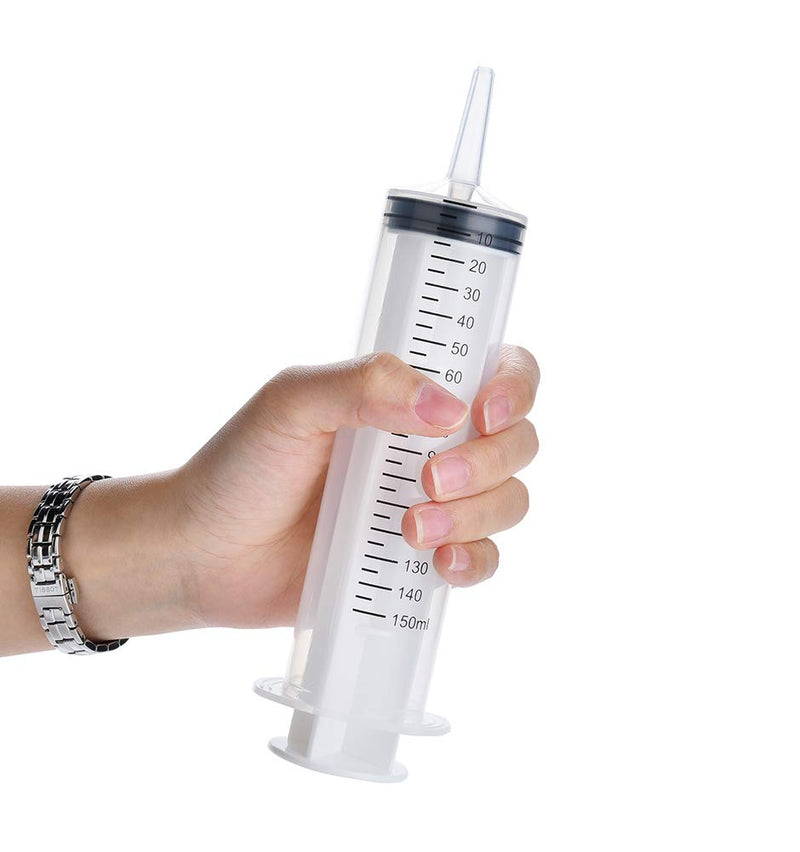 2 Pack 150ml Syringes with 27.6-Inch Tubes, Large Plastic Syringe for Scientific Labs, Nutrient Measuring, Watering, Refilling