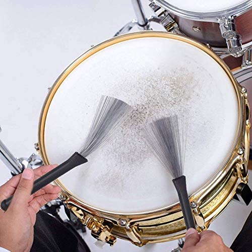 Drum Sticks Set, Oneup 1 Pair 5A Maple Wood Drum Sticks 1 Pair Drum Wire Brushes Retractable Drum Stick Brush and 1 Pair Rods Drum Sticks with Storage Bag for Jazz, Folk