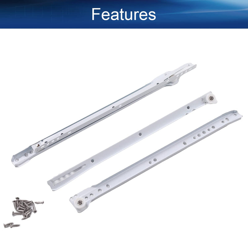 Yinpecly Drawer Slides 14" Length Cold Rolled Steel for Furniture Drawers 2 Fold Ball Slide Drawer Ball Bearing Slide Track Rail 55 LB Bearing Capacity Side Mount White 1Pair