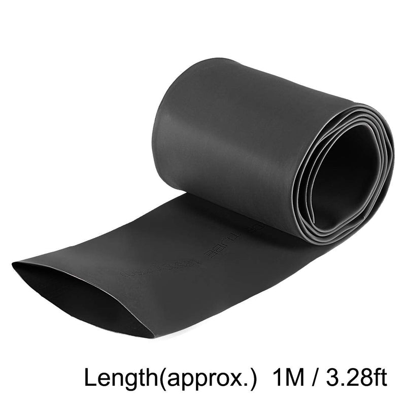 uxcell Heat Shrink Tubing, 2"(50mm) Dia 80mm Flat Width 2:1 Ratio Shrinkable Tube Cable Sleeve 1m - Black