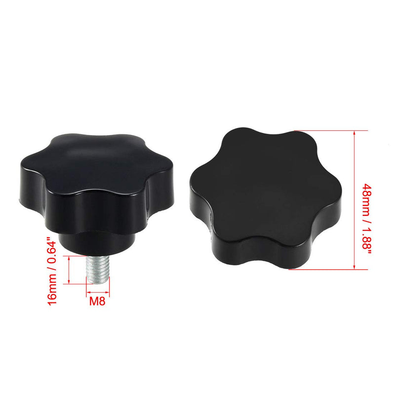 uxcell Clamping Screw Knob, 50mm Dia Plum Hex Shaped Grips Star Knob M8 x 16mm Male Thread, 5pcs