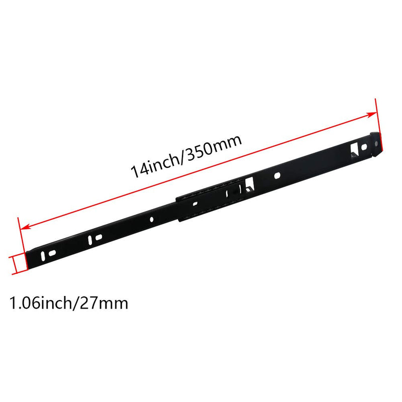 [AUSTRALIA] - MroMax 14-Inch Cold Rolled Steel Drawer Slides, 2 Fold Ball Bearing Slide Track Rail 2 Sections Steel Heavy Runners Ball 27mm Wide 55lb Capacity Black 1 Pair 