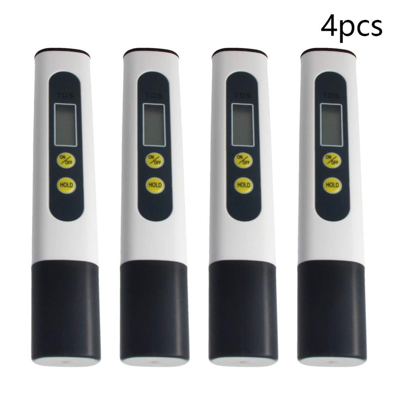 Bettomshin 1-9990PP±2% TDS&EC Meter Digital Tester 5.43x0.91x0.51 inch Ideal PPM Meter Resolution Plastic Titanium Alloy Conductivity for Water Aquariums White 4pcs