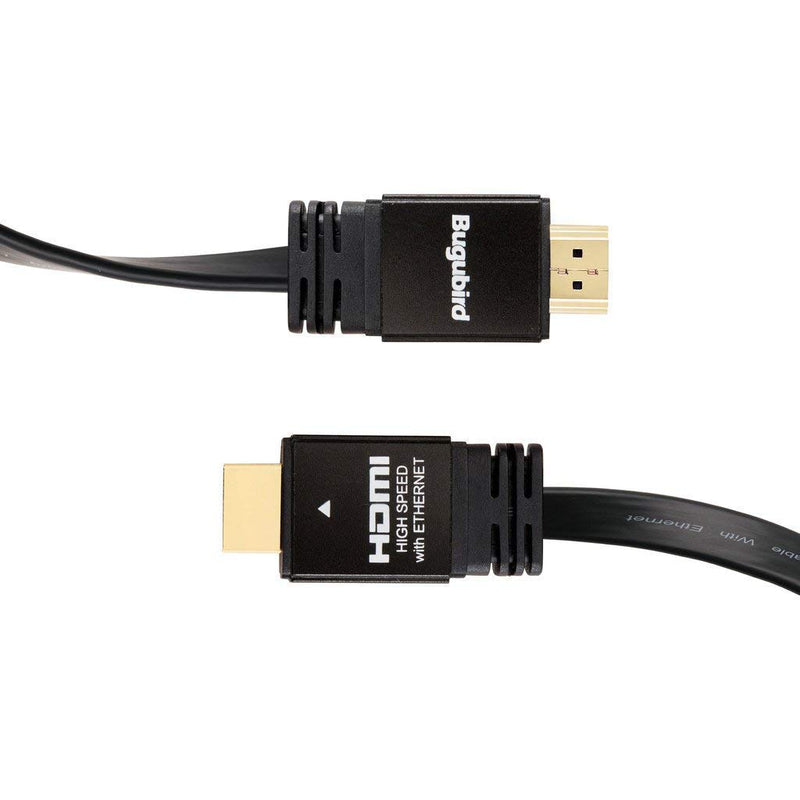 4K Flat HDMI Cable 4ft - Bugubird High Speed 18Gbps HDMI 2.0 Cable with Ethernet Support 4K @60Hz Ultra HD 2160P 1080P 3D HDR and Audio Return(ARC) - 3 Colors and Multiple Lengths are Available black+black