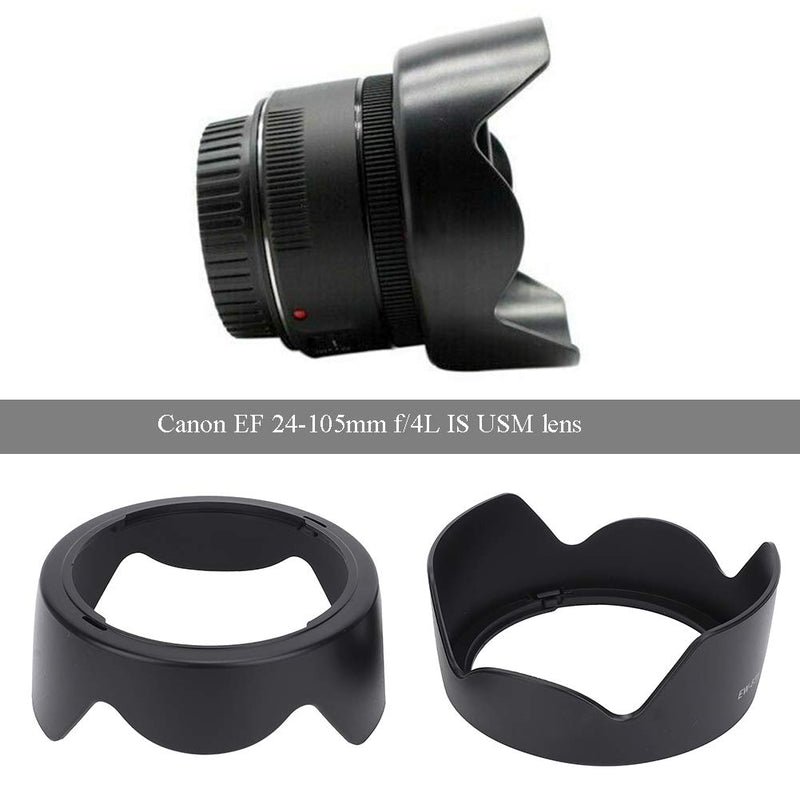 Qiaoxianpo01-a 2PCS Plastic Black Mount Lens Hood, EW-83H Camera Lens Hood Replacement for Canon EF 24-105mm f/4L is USM Lens