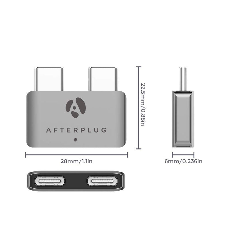 Afterplug Dual Type-C Short Extender, USB-C Thunderbolt 3 Female to Male Extension Adapter, 40Gbps, 100W PD, 5k Video for MacBook Pro 2020 2019 2018 2017 13" 15" 16" & MacBook Air with Case Cover Space Grey