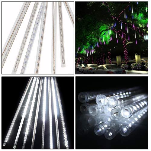 Rain Lights, EONANT 30cm 10 Tubes 360LEDs Solar Falling Lights Meteor Shower Lights Rain Drop Lights for Trees Parties Wedding Garden House Decoration (Cold White)