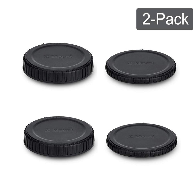 Rear Lens Cap & Body Cap Cover Fit for Nikon Z Mount for Nikon Z50 Z7 Z6 Replaces LF-N1 Rear Lens Cap & BF-N1 Body Cap -2 packs 2 Packs