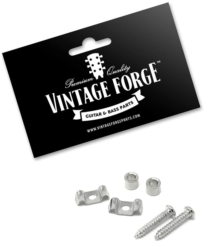 Vintage Forge Chrome Vintage String Tree Retainer Guide (Set of 2) for Fender Stratocaster Strat Guitar SRT60-CHR