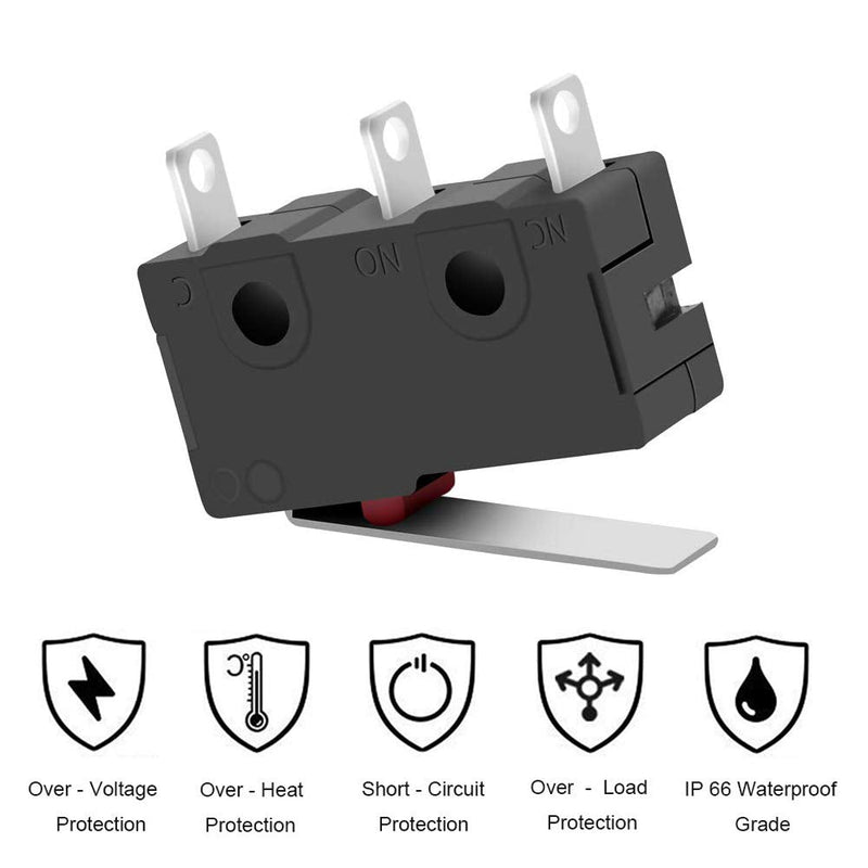 MUZHI SPDT 1NO 1NC Hinge Lever Momentary Push Button Micro Limit Switch AC 5A 125V 250V 3 Pins 12 Pcs 4