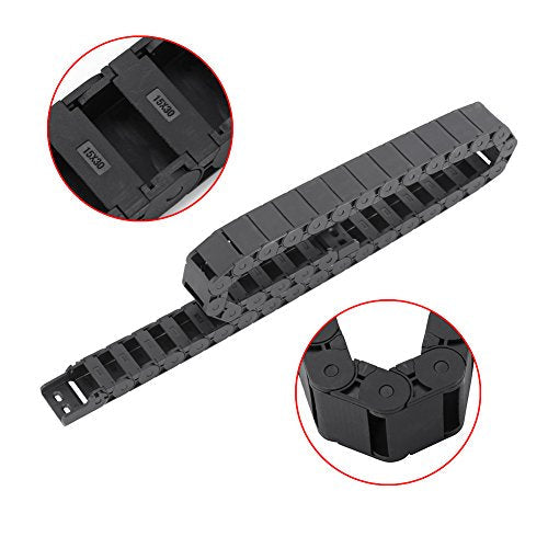 Cable Drag Chain, 15mm x 30mm Black Reinforced Nylon CNC Machine Tool Cable Wire Carrier 1M