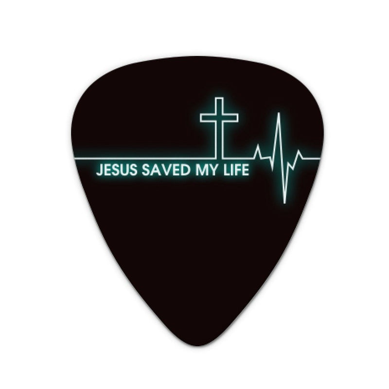 Jesus Saved My Life EKG Heart Rate Pulse Religious Christian Novelty Guitar Picks Medium Gauge - Set of 6