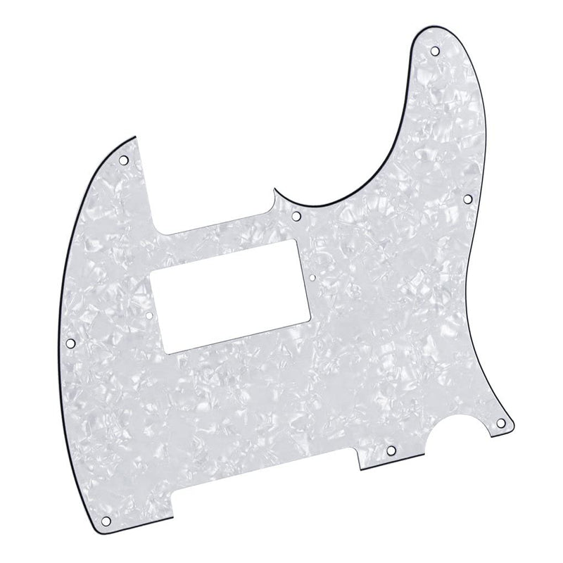 FLEOR 8 Holes HH Tele Pickguard Guitar Scratchplate for U.S./Mexican Fender Standards Telecaster Humbucker, Mounting Screws Included, 4ply White Pearl