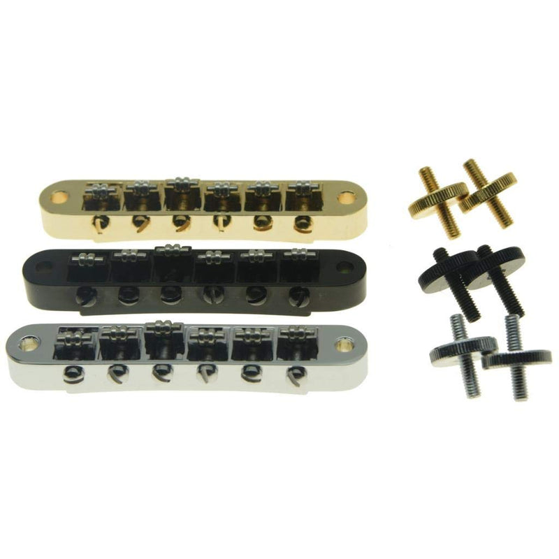 KAISH Gold Guitar Roller Saddle Bridge Tune-O-Matic Bridge For Gibson Les Paul,SG,ES Dot,Gretsch Bigsby Guitar with M4 Threaded Posts