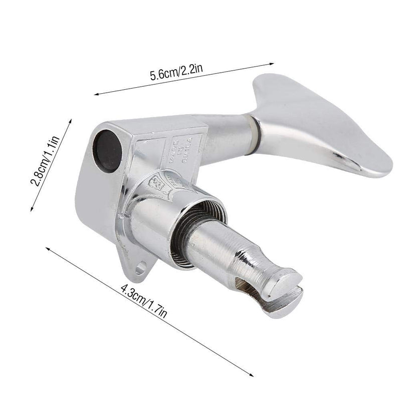 Dilwe Bass Guitar Tuning Peg, Fishtail-Shaped Button Sealed Machine Heads Bass Guitar Tuning Pegs 2L + 2R Upgrade DIY Guitar Parts Accessories Silver