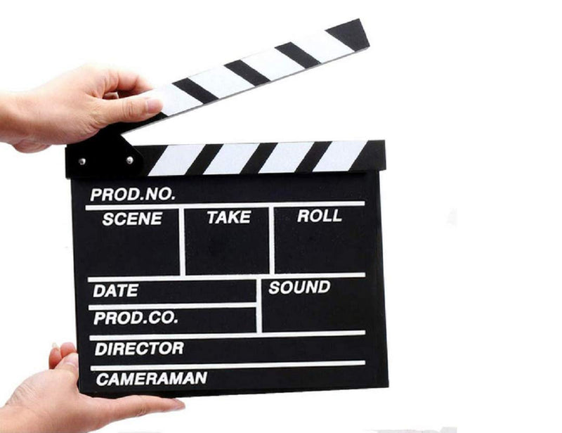 [AUSTRALIA] - zmgmsmh Wooden Clapboard Director Film Movie Cut Action Scene Slateboard Clapper Board Slate (Large-Black) Large-Black 