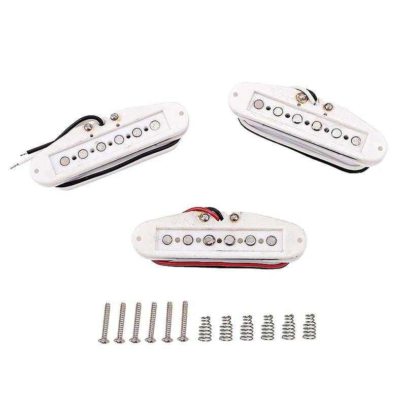 Alnicov 3PCS Guitar Single Coil Pickups,Neck Middle Bridge SSS Pickups Set for Strat ST Style Guitar Accessory(White)