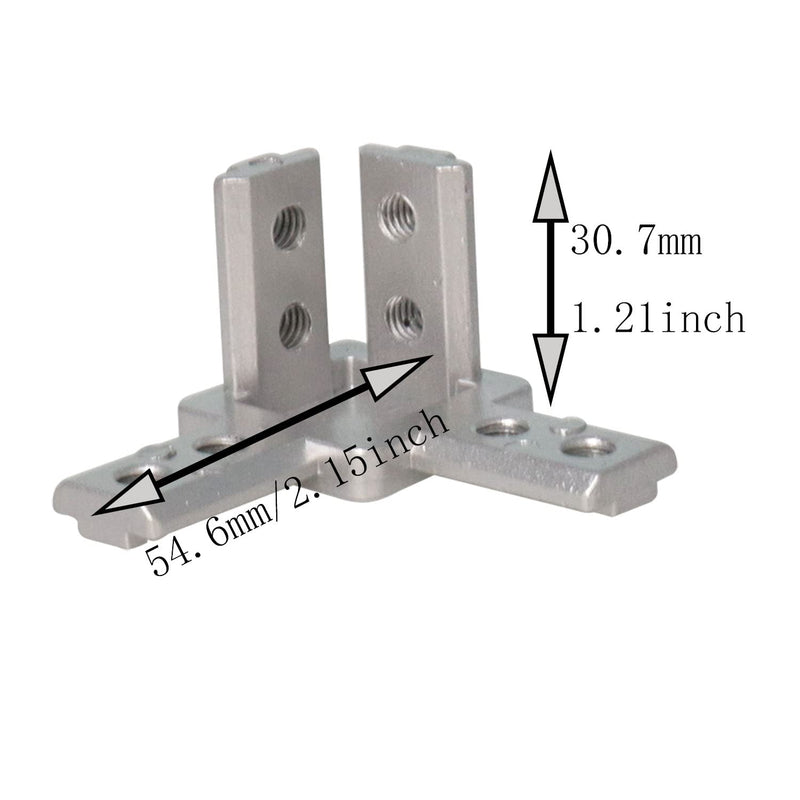 E-outstanding End Conrner Bracket 4PCS 3030 Series 3-Way End Corner Bracket Connector with M6x8 Screws for Standard 8mm T Slot Aluminum Extrusion Profile Silver