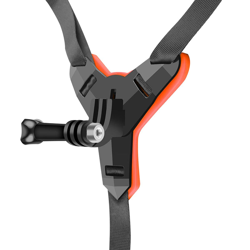 Motorcycle Helmet Chin Strap Mount Compatible with GoPro Hero 10, 9, 8, 7, (2018), 6 5 4 3, Hero Black, Session, Xiaomi Yi, SJCAM (Orange) Orange