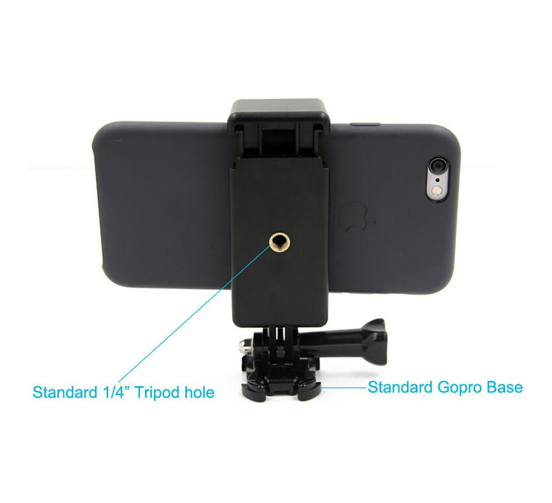 Livestream Gear | Universal Smartphone Holder with Standard Sport Camera Mount Attachment, Quick Clip, Tripod Adapter, Screw Adapter, & Curved Mount. Connect Your Phone to Any Mount, or Tripod.