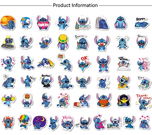 50pcs Cartoon Lilo & Stitch Laptop Vinyl Stickers car sticker For Snowboard Motorcycle Bicycle Phone Computer DIY Keyboard Car Window Bumper Wall Luggage Decal Graffiti Patches (Cartoon Lilo & Stitch)