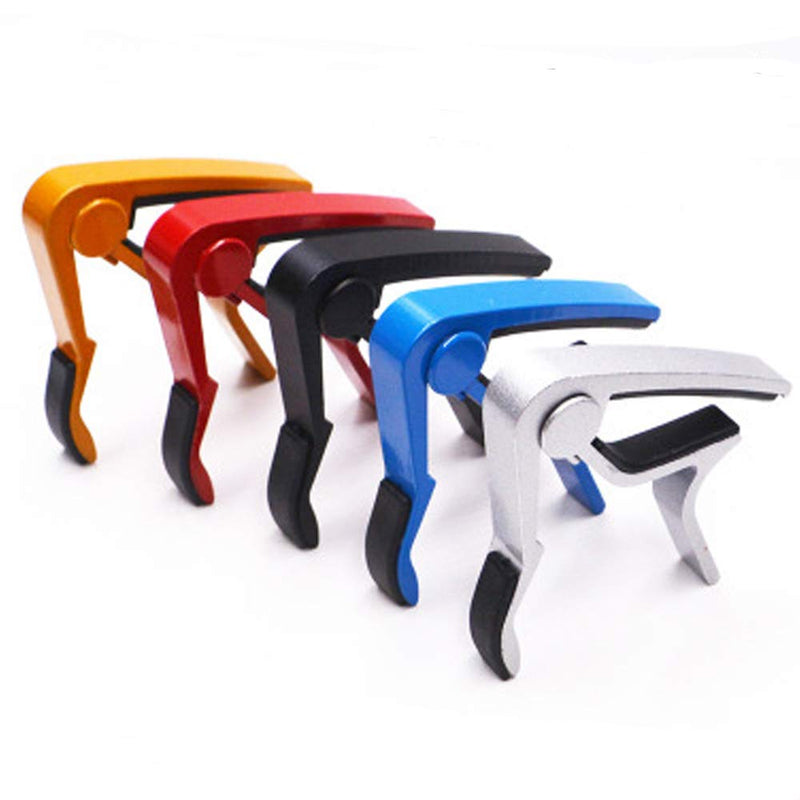 Guitar Capo,4pcs Guitar Capo for Acoustic Electric Guitar Classical Ukulele Single handed Trigger Guitar Capo Quick Change Capo Metal Guitar Capo Musician Accessories, Multiple Colors,Silicone Cushion