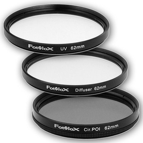 Fotodiox Filter Kit, UV, Circular Polarizer, Soft Diffuser, 62mm for Canon, Nikon, Sony, Olympus, Pentax, Panasonic Camera Lenses.