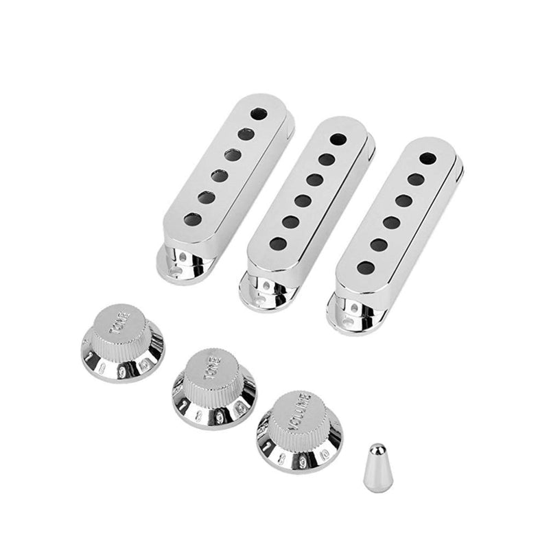Healifty 7pcs Guitar Pickup Cover Knobs Switch Tip Set Humbucker Guitar Neck Pickup Covers for Eletric Guitar Replacement Parts (Chrome)