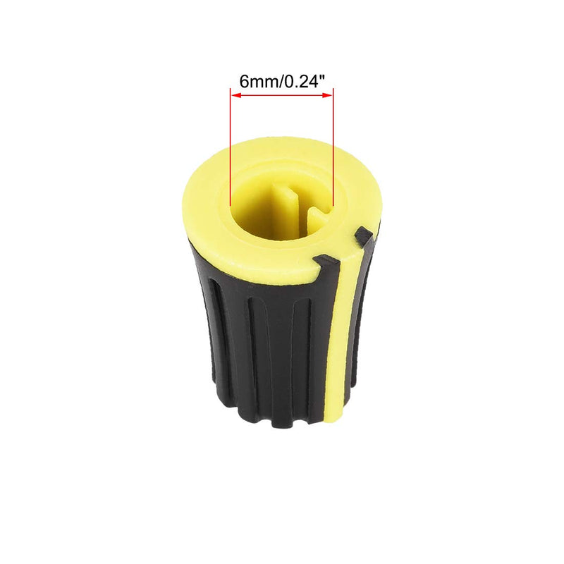 sourcing map 5pcs, Potentiometer Control Knobs For Electric Guitar Acrylic Volume Tone Knobs Black Yellow D type 6mm