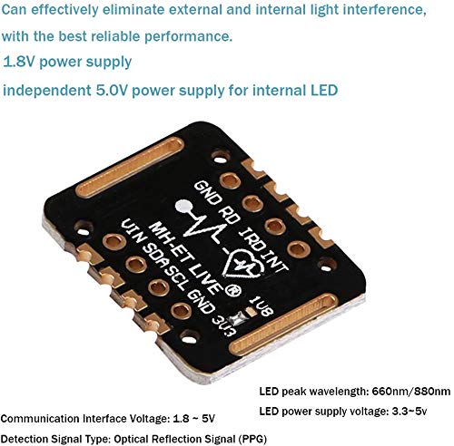 2pcs Heart-Rate Sensor Module, MAX30102 Blood Oxygen Sensor, Compatible with Ar duino STM32 2X