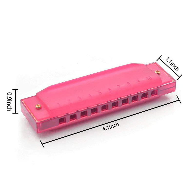 Xrten 10 Holes Harmonica Clear Candy Color Harmonica Mouth Organ Toy for Children(2 Pcs)
